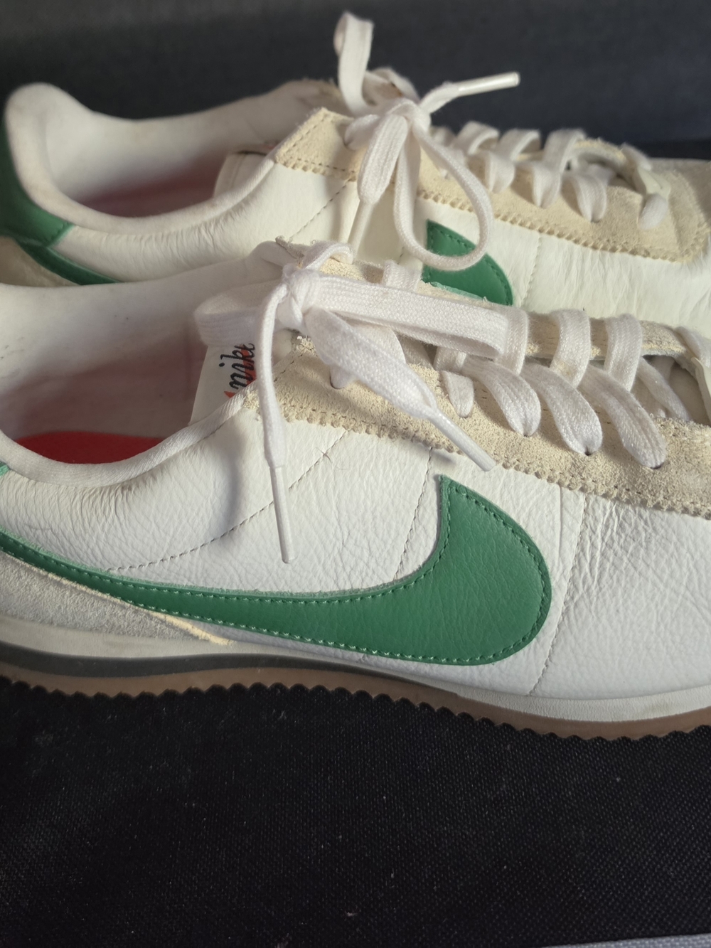Nike Women’s Classic Cortez Sneakers White with Green Swoosh